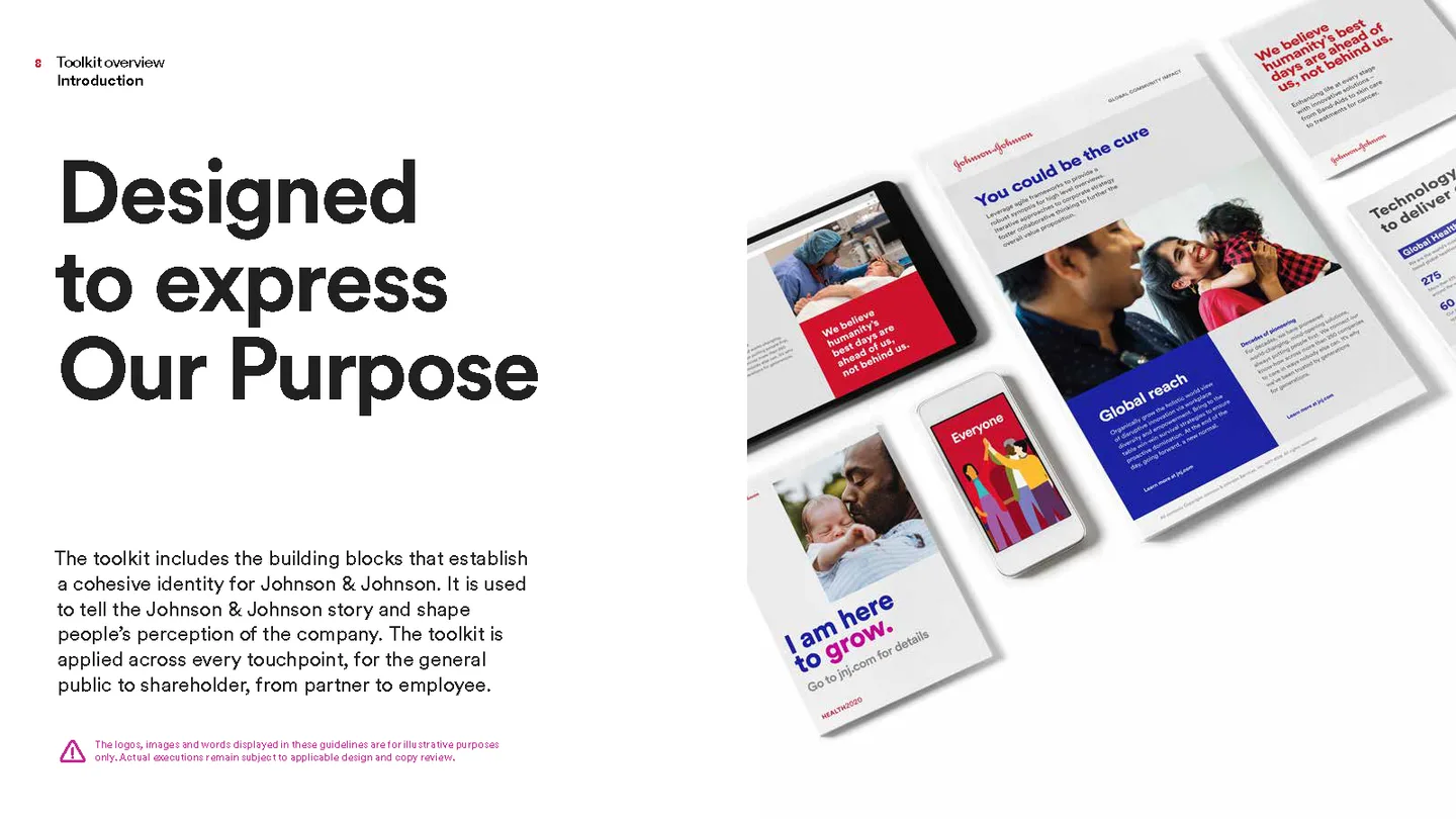 Johnson & Johnson brand purpose applied across print and digital media