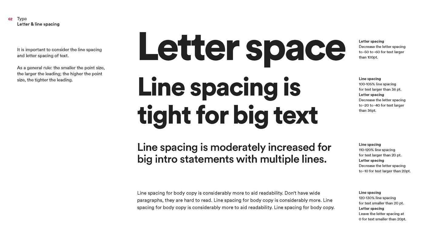 Johnson & Johnson typographic spacing guidance