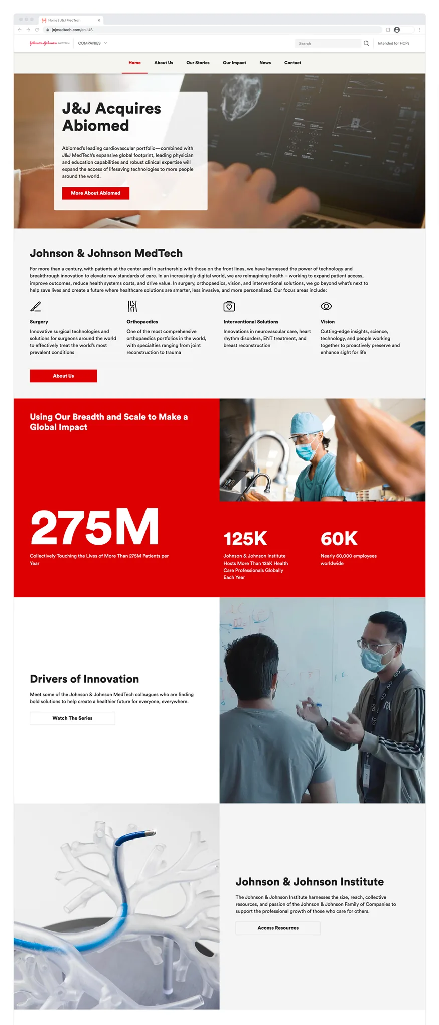Johnson & Johnson MedTech webpage