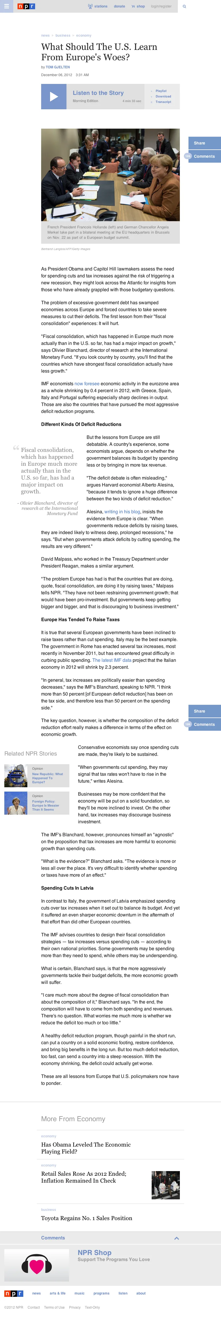 NPR story page on tablet