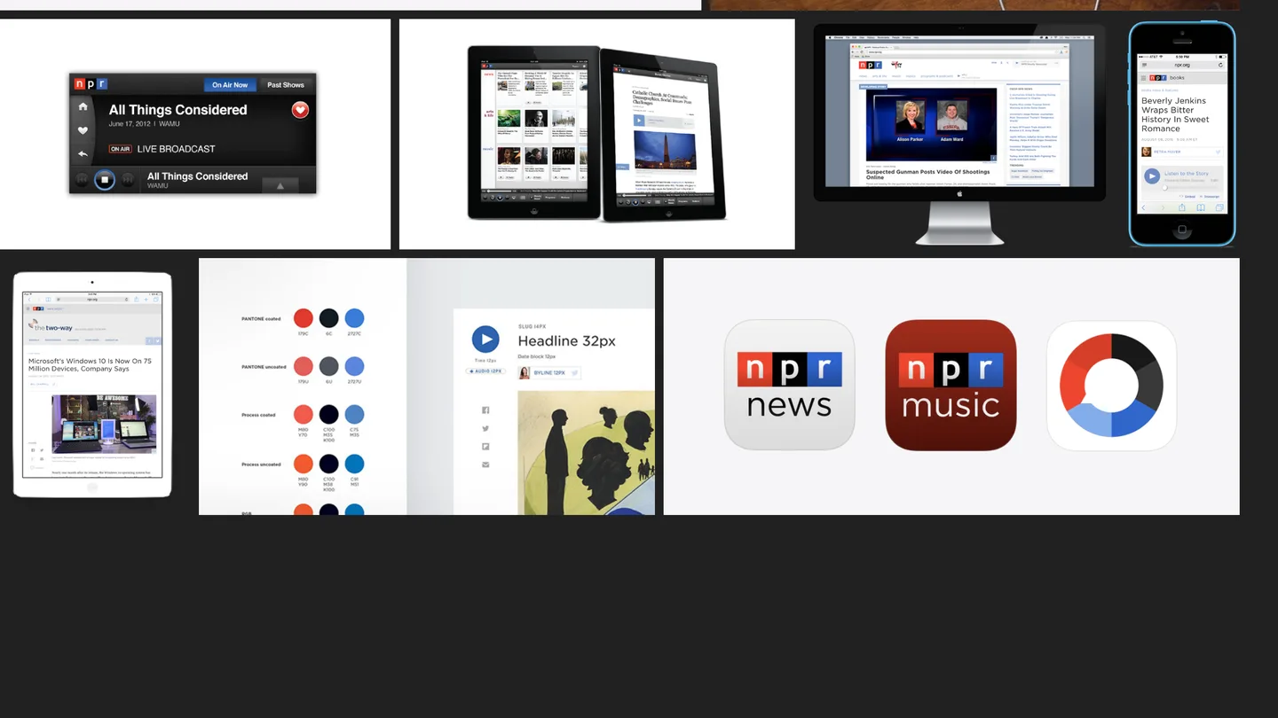 NPR News, NPR Music, NPR One, tablet, web, and automotive applications