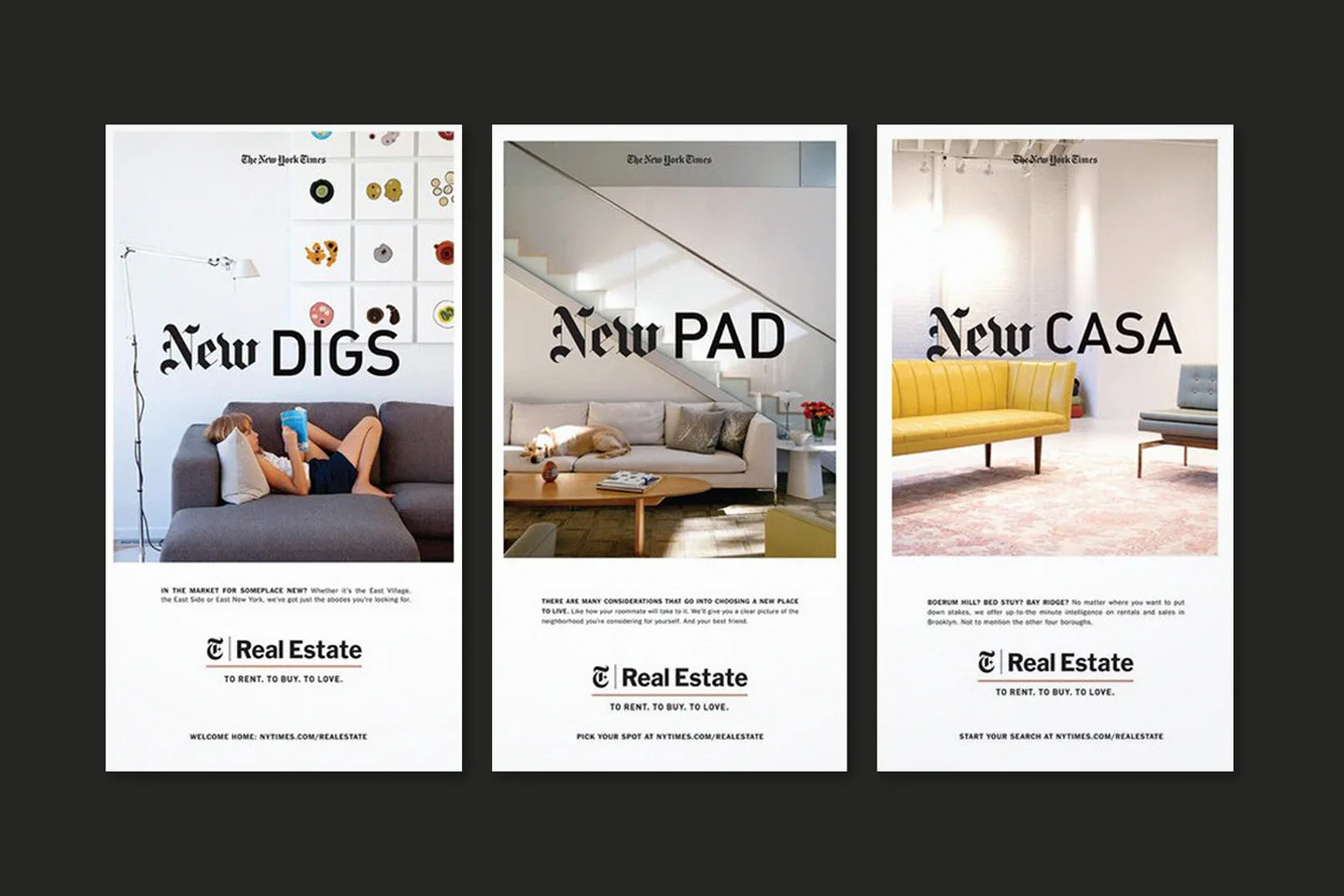 New York Times Real Estate New Digs Pad Casa campaign