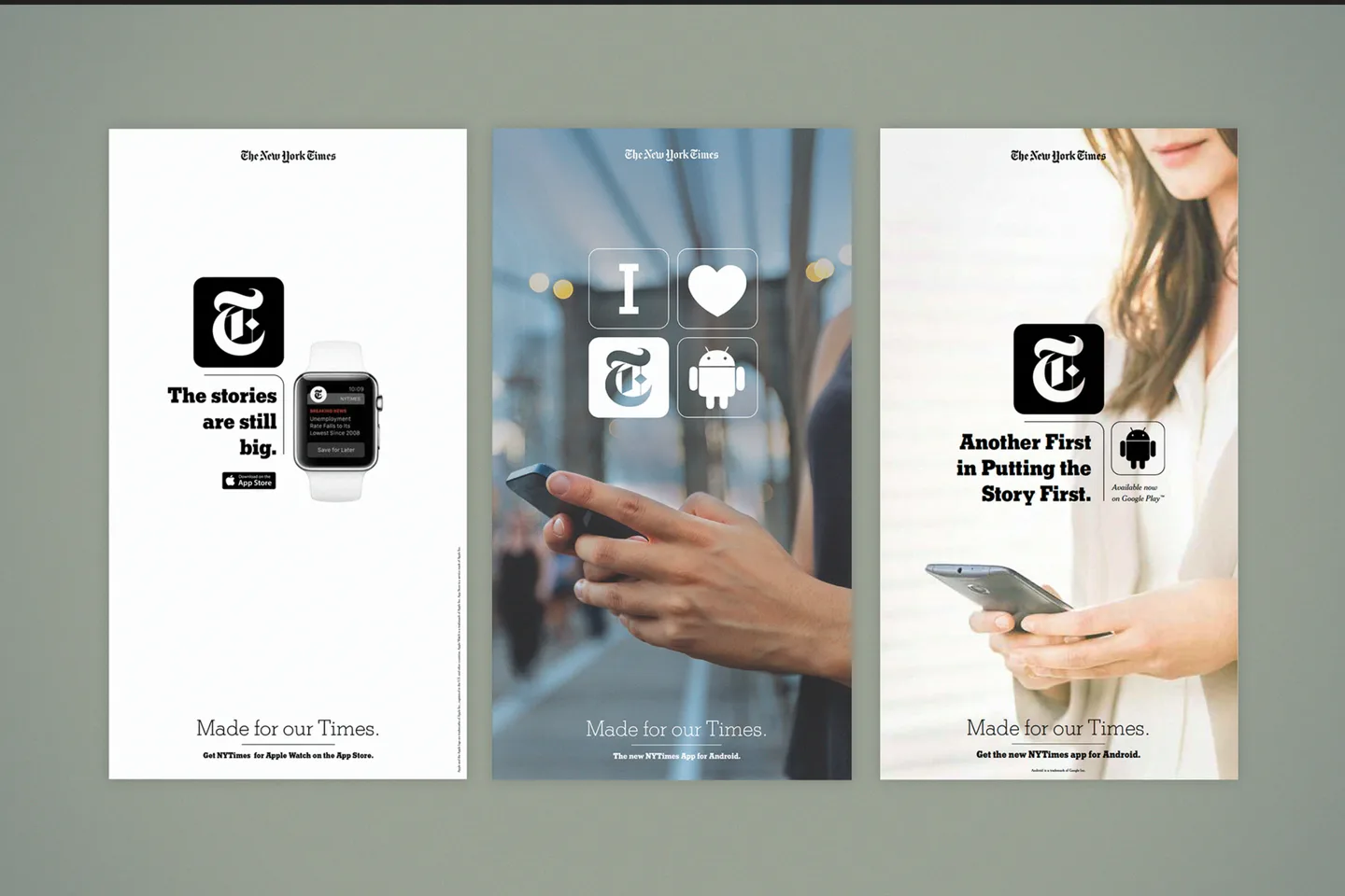 New York Times mobile product launch campaign across Apple Watch and Android