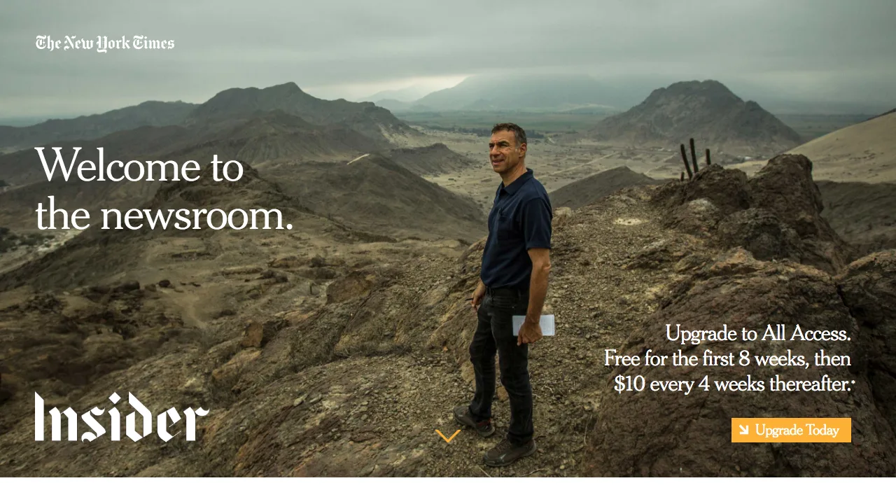 Times Insider All Access subscription campaign featuring a reporter in the field