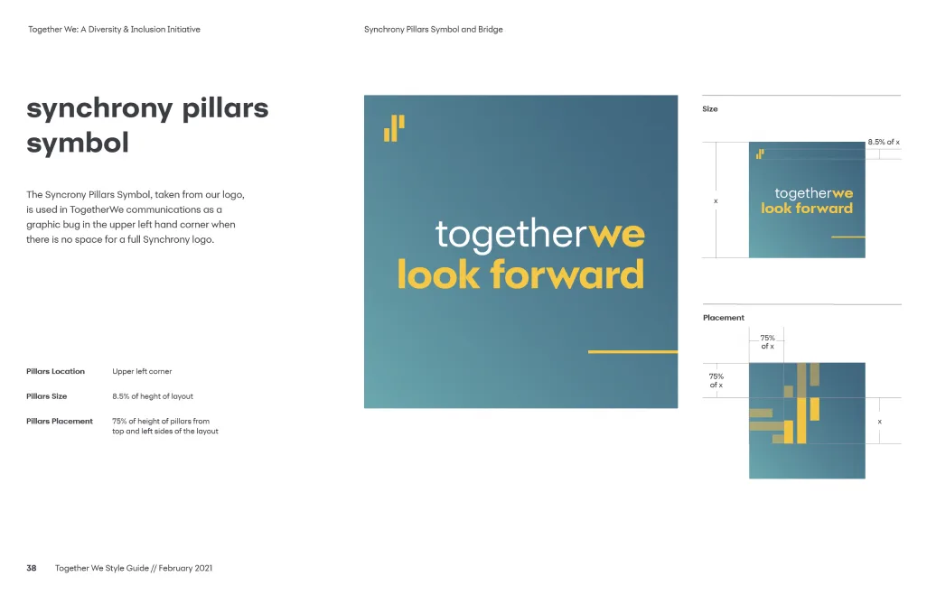 TogetherWe guidance for the Synchrony pillars symbol and bridge graphic