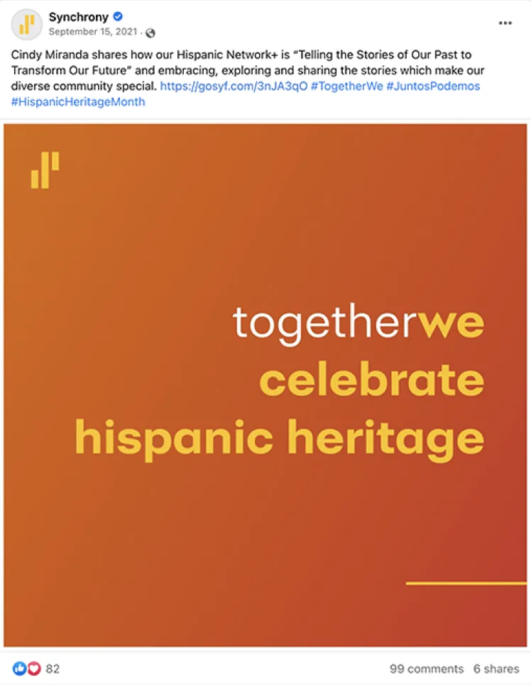 TogetherWe social post celebrating Hispanic Heritage Month