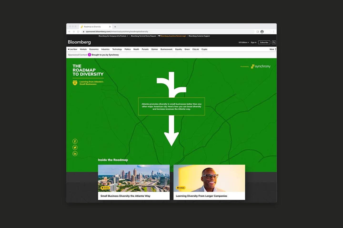 Roadmap to Diversity editorial site developed with Bloomberg