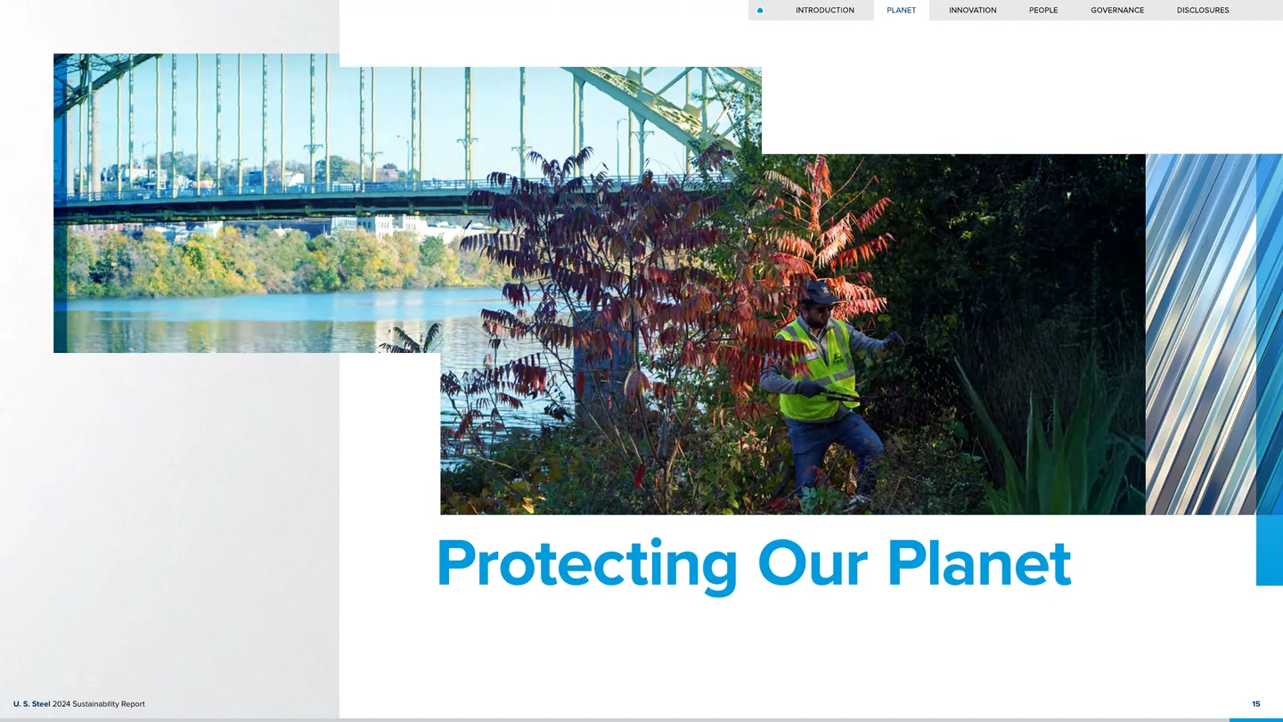 Protecting Our Planet section opener using layered environmental and material photography